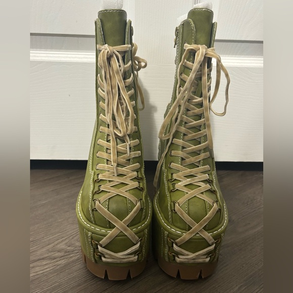 NWOB Dolls Kill / Club Exx Green Woodland Lucid Dream Corset Boots - Picture 3 of 8